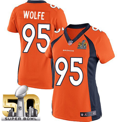 Women's Limited Derek Wolfe Super Bowl L Nike Jersey Orange Home - #95 NFL Denver Broncos